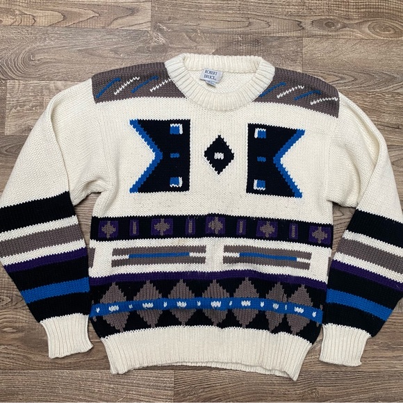 Vintage 1980s Navajo Southwestern Aztec Knit Sweater - Picture 12 of 15